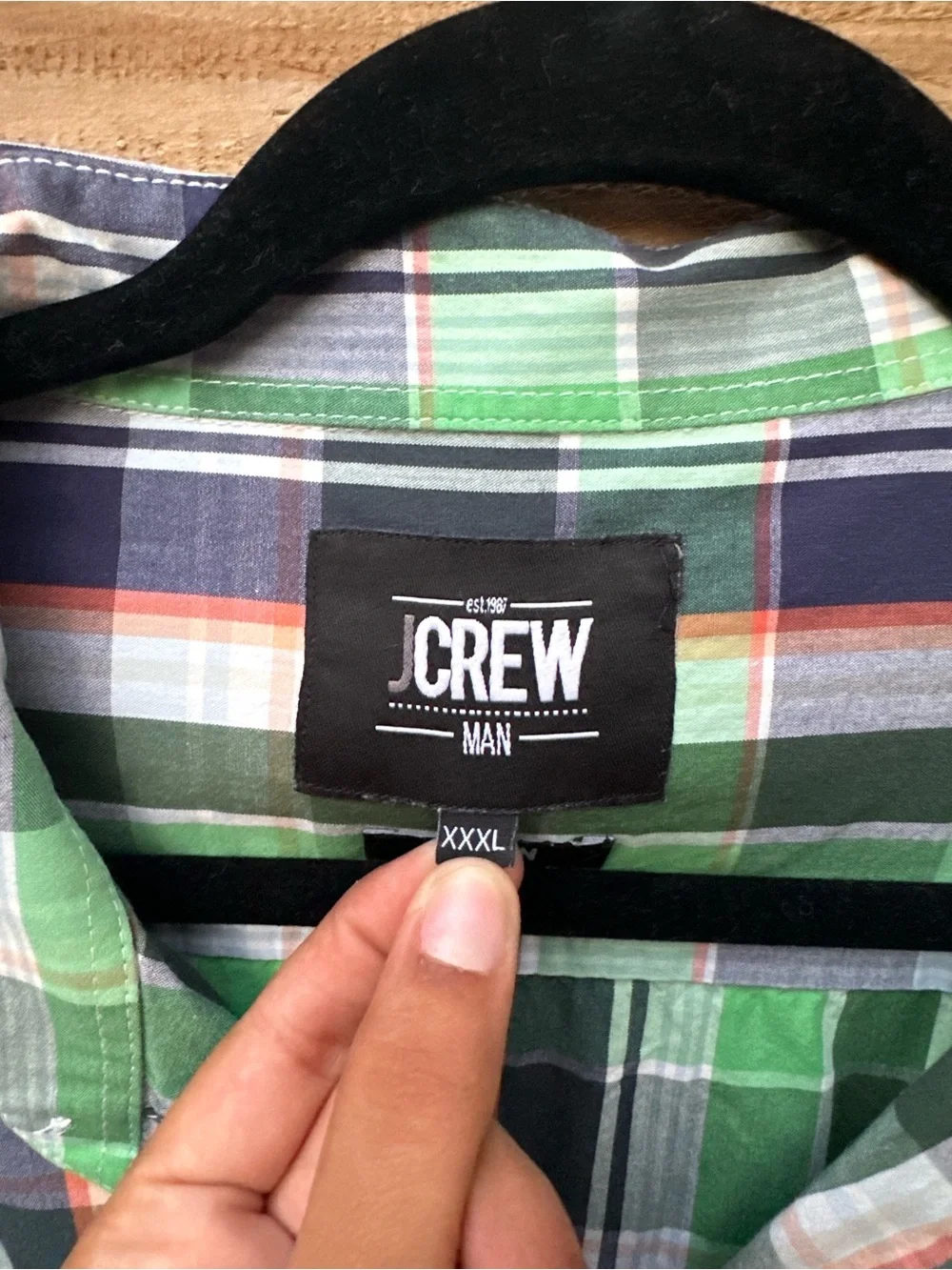 J. Crew Green and Navy Plaid Short-Sleeve Button-Down Shirt